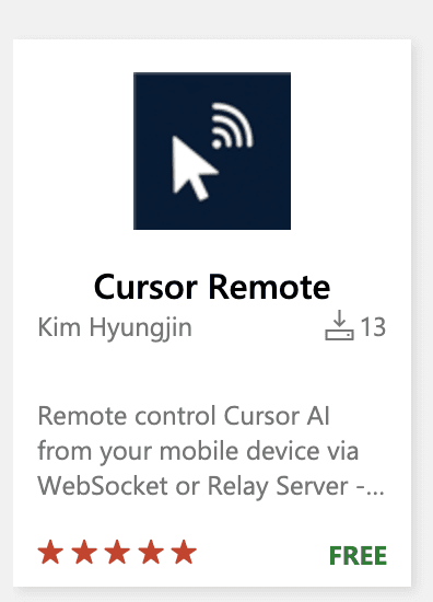 Cursor Remote VS Marketplace 카드 화면